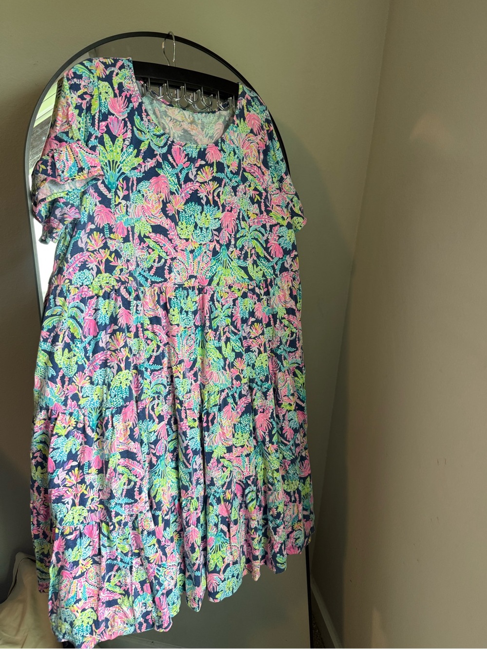 Lilly Pulitzer Women's XL Jodee Swing Midi Dress Oyster Bay Navy Seen & Herd